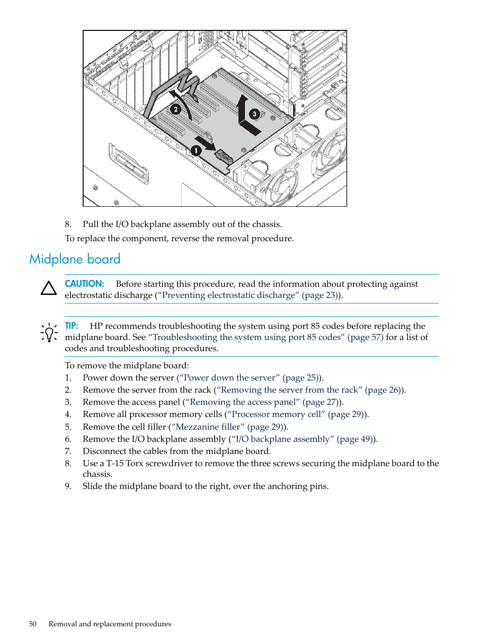 Midplane board | HP DL785 User Manual | Page 50 / 90