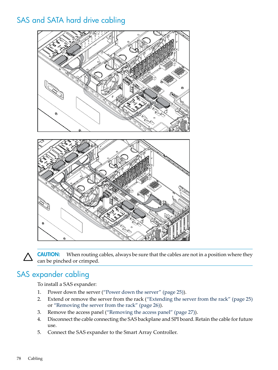 Sas and sata hard drive cabling, Sas expander cabling | HP DL785 User Manual | Page 78 / 90