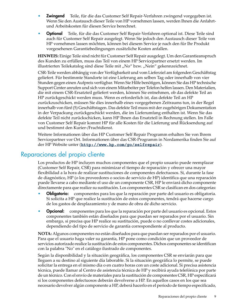 Reparaciones del propio cliente | HP DL785 User Manual | Page 9 / 90