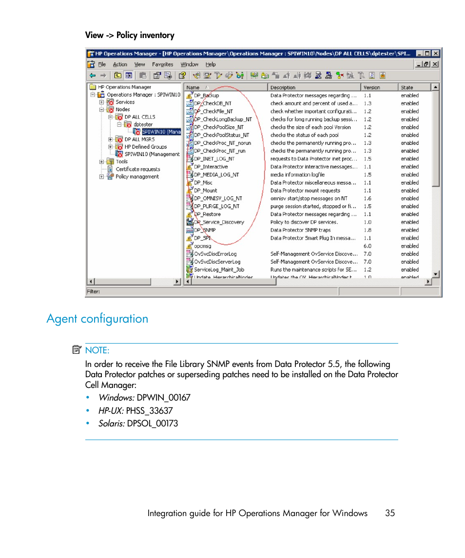 Agent configuration | HP A.06.10 User Manual | Page 35 / 100