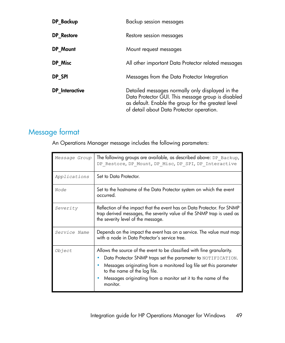 Message format | HP A.06.10 User Manual | Page 49 / 100