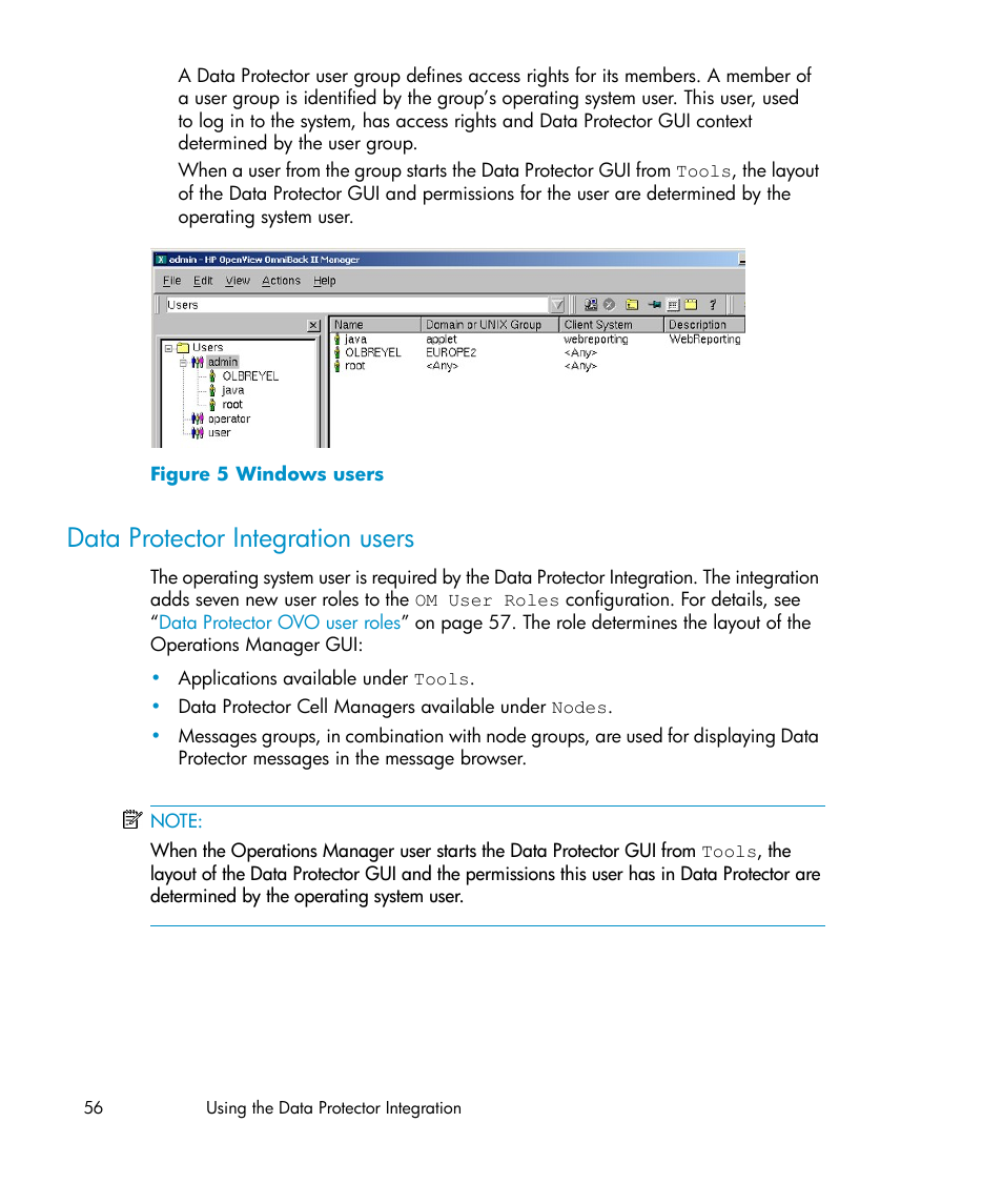 Data protector integration users, Windows users | HP A.06.10 User Manual | Page 56 / 100
