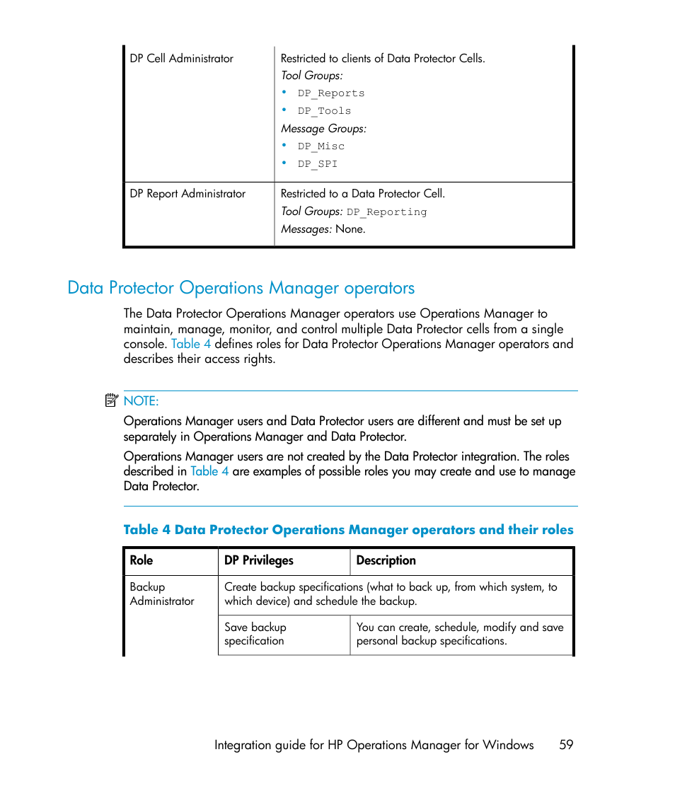 Data protector operations manager operators | HP A.06.10 User Manual | Page 59 / 100