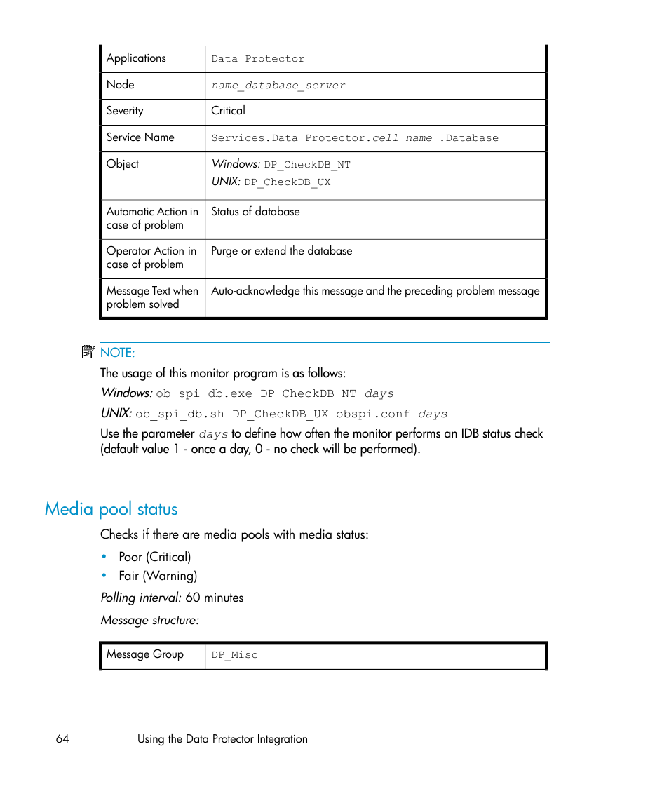 Media pool status | HP A.06.10 User Manual | Page 64 / 100