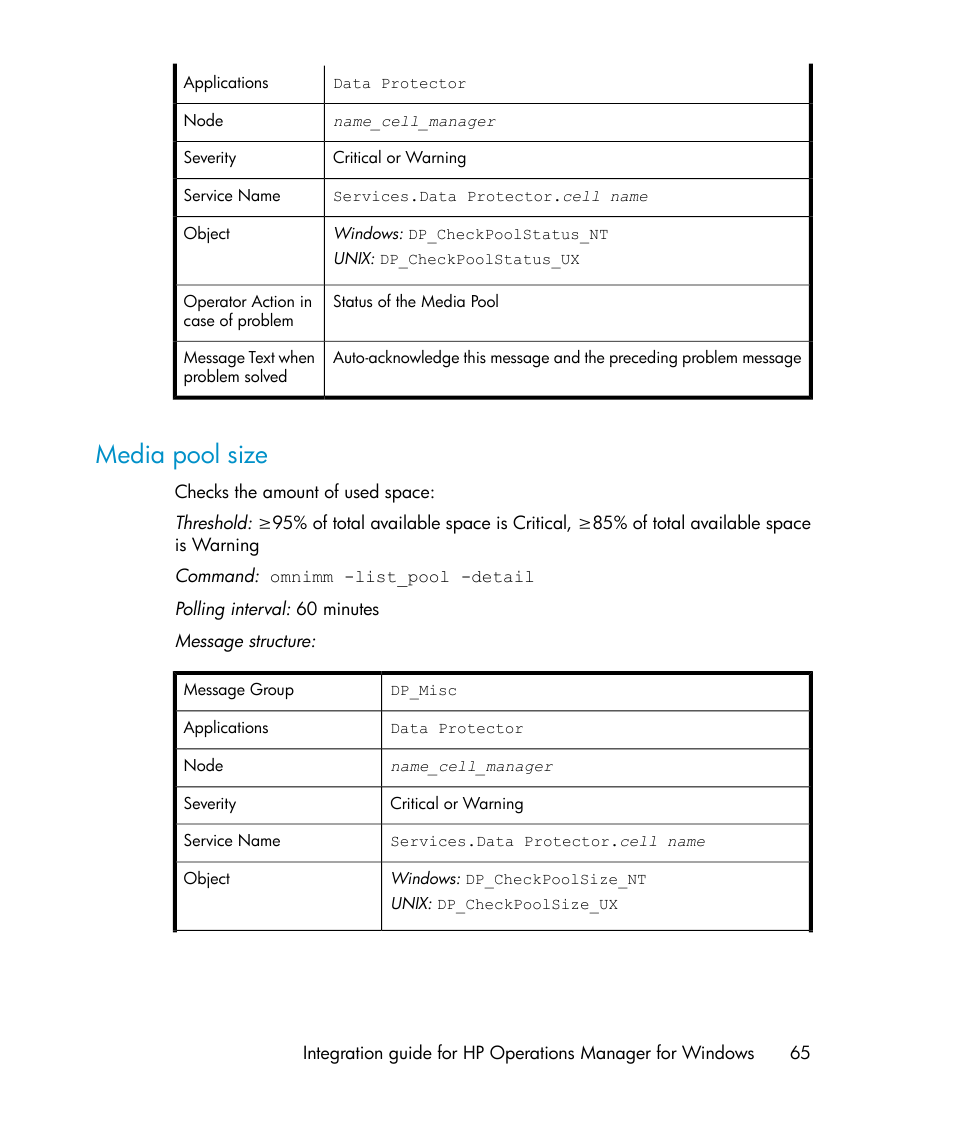 Media pool size | HP A.06.10 User Manual | Page 65 / 100