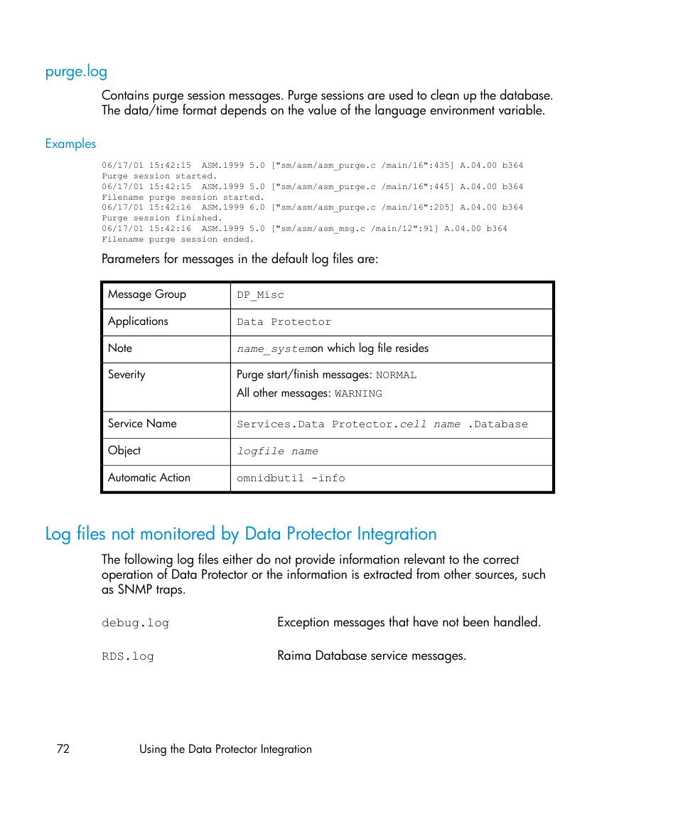 Purge.log | HP A.06.10 User Manual | Page 72 / 100