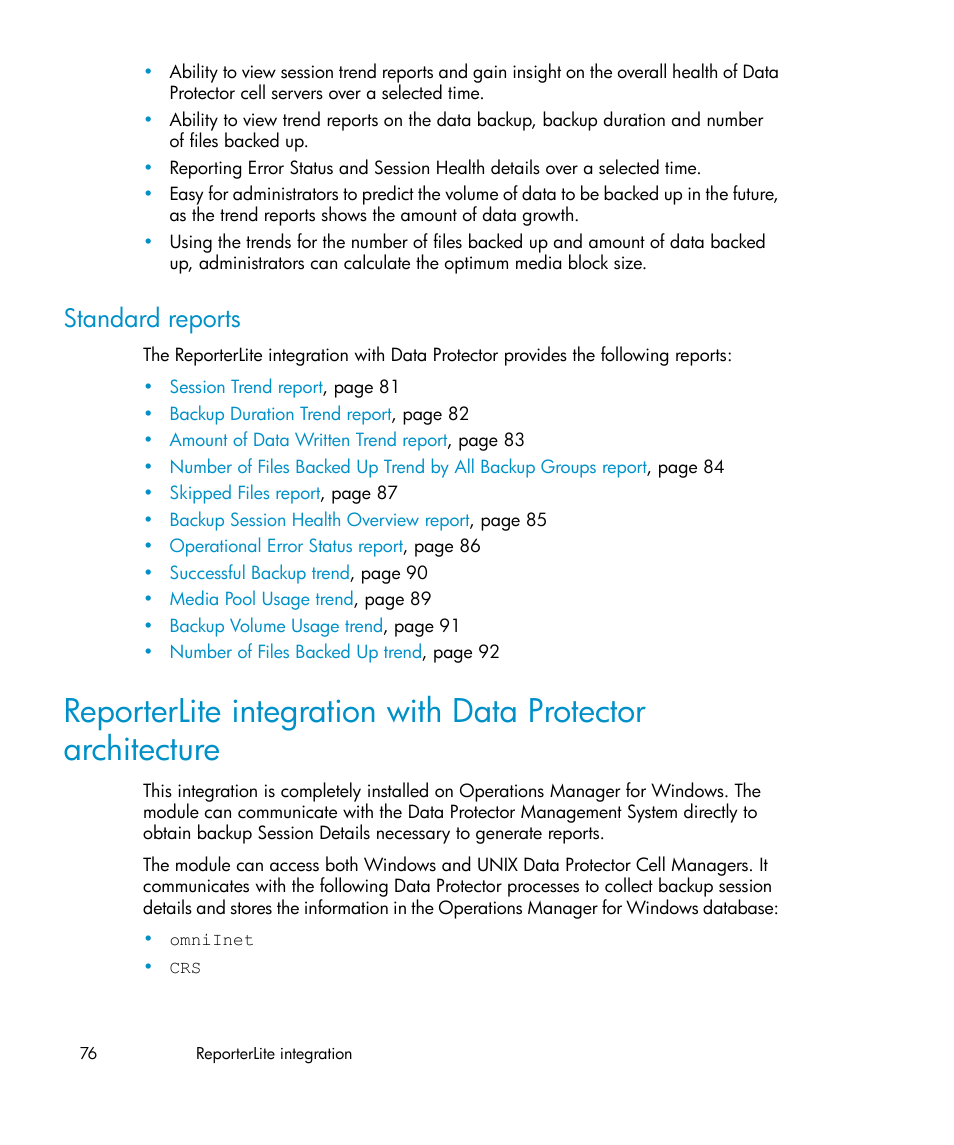 Standard reports | HP A.06.10 User Manual | Page 76 / 100