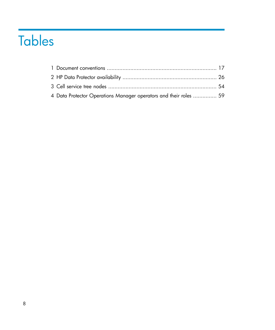 Tables | HP A.06.10 User Manual | Page 8 / 100