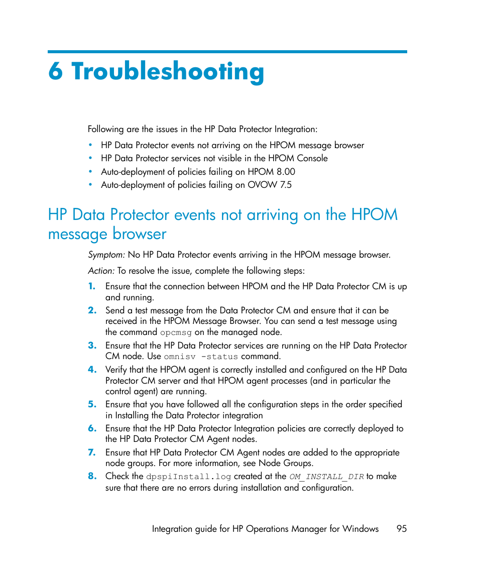 6 troubleshooting | HP A.06.10 User Manual | Page 95 / 100