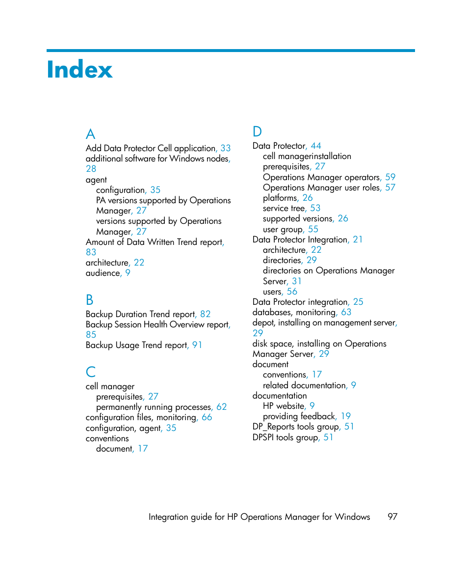 Index | HP A.06.10 User Manual | Page 97 / 100