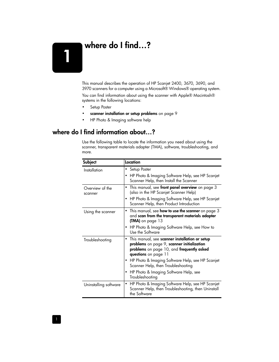 Where do i find, Where do i find information about | HP 2400 User Manual | Page 6 / 36