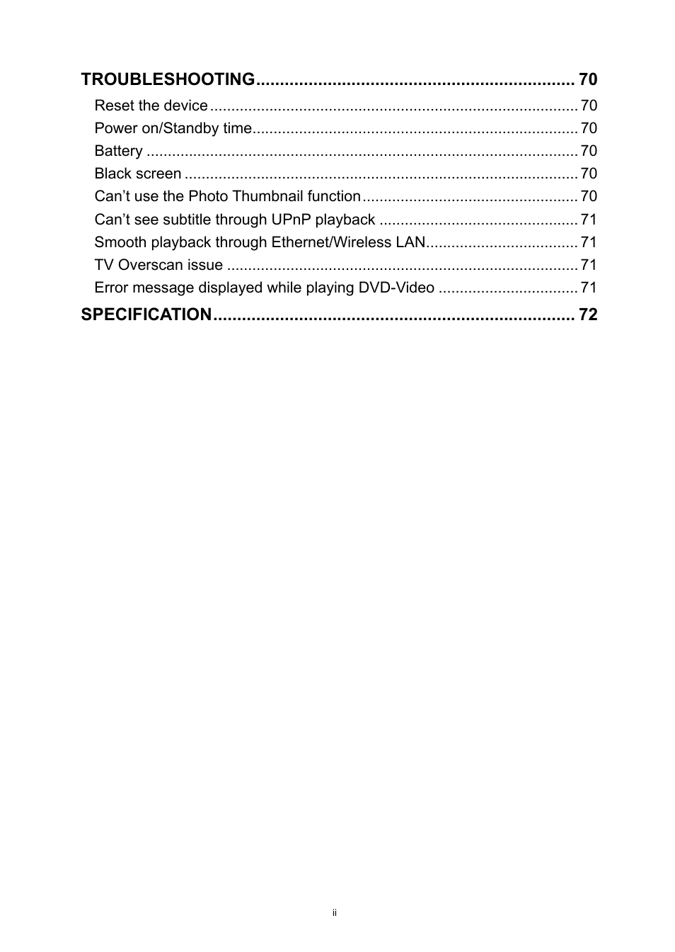 Troubleshooting, Specification | HP MP200 User Manual | Page 4 / 146