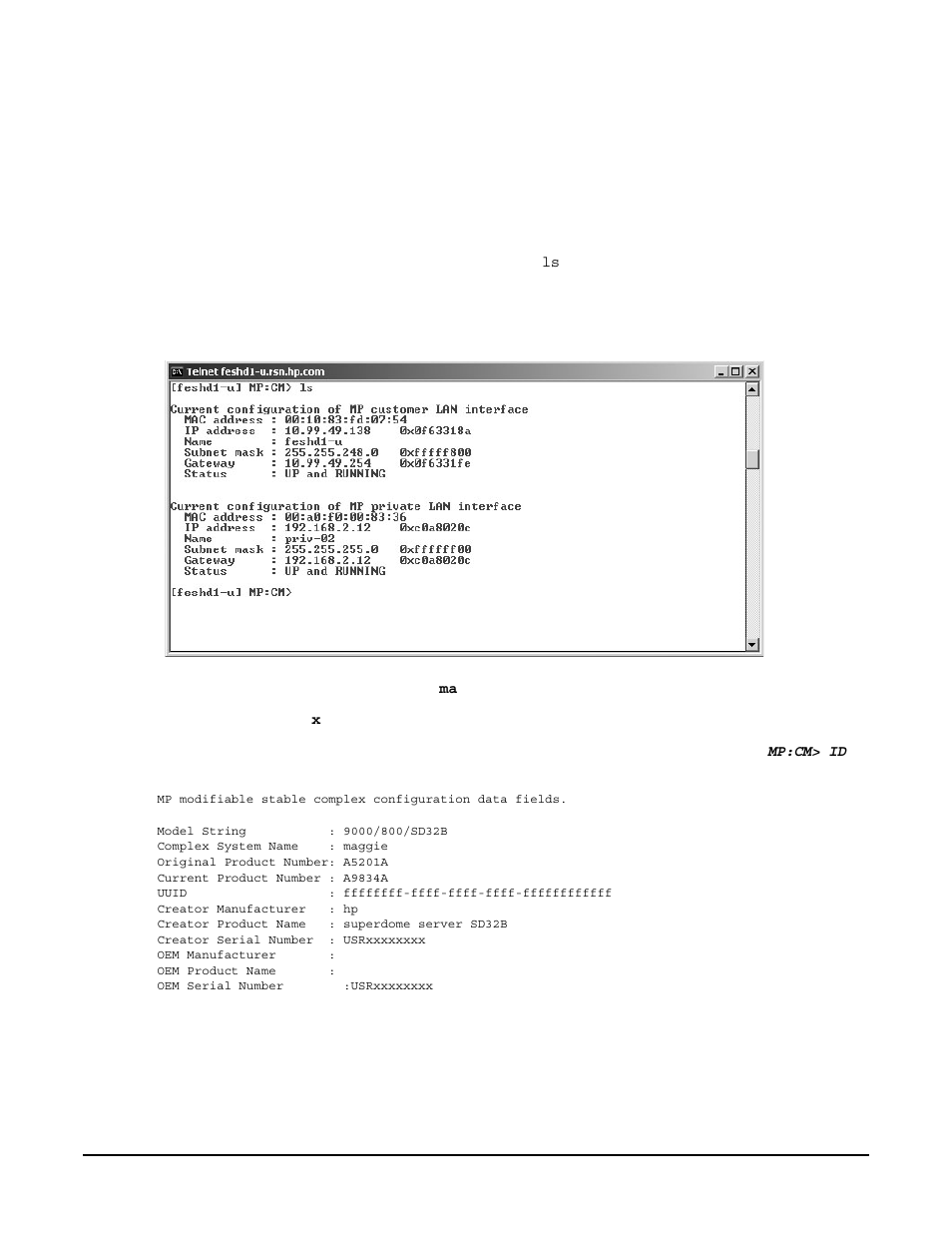 Step 7.  enter the lan parameters for, Step 8.  to, Figure 3-40. the ls command screen | HP A9834-9001B User Manual | Page 122 / 247