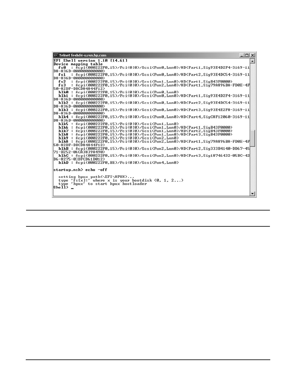 Figure348 efi shell prompt, Figure 3-48. efi shell prompt | HP A9834-9001B User Manual | Page 128 / 247