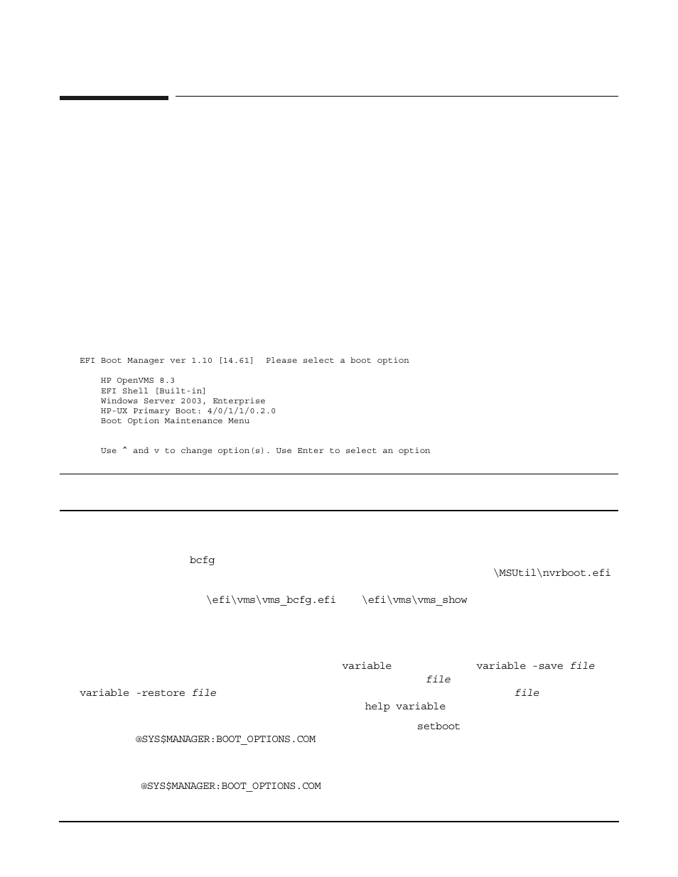System boot configuration options, Hp integrity boot configuration options | HP A9834-9001B User Manual | Page 141 / 247