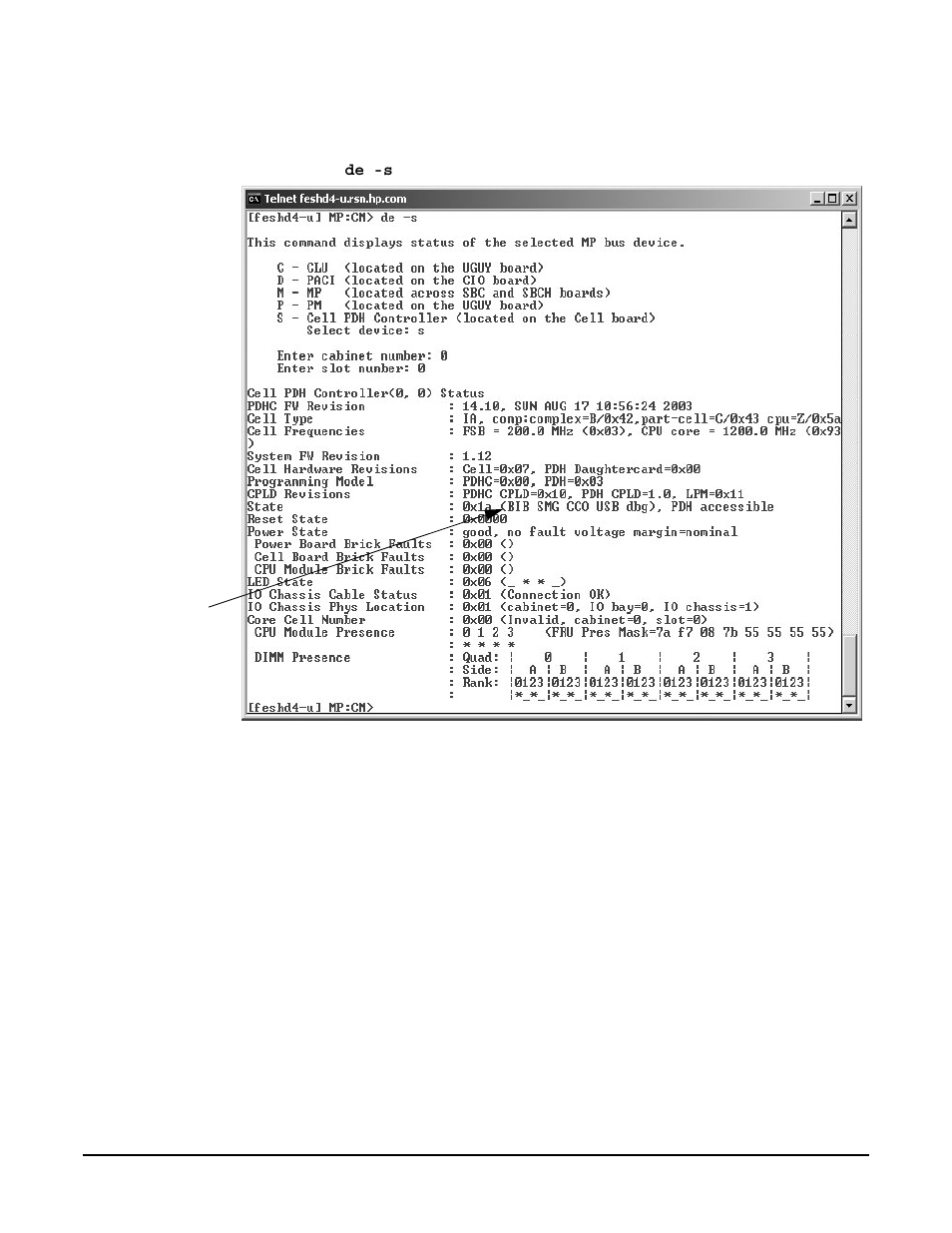 Figurec9 using the, Powering off the system using the pe command, Figure c-9. using the de -s command | HP A9834-9001B User Manual | Page 219 / 247