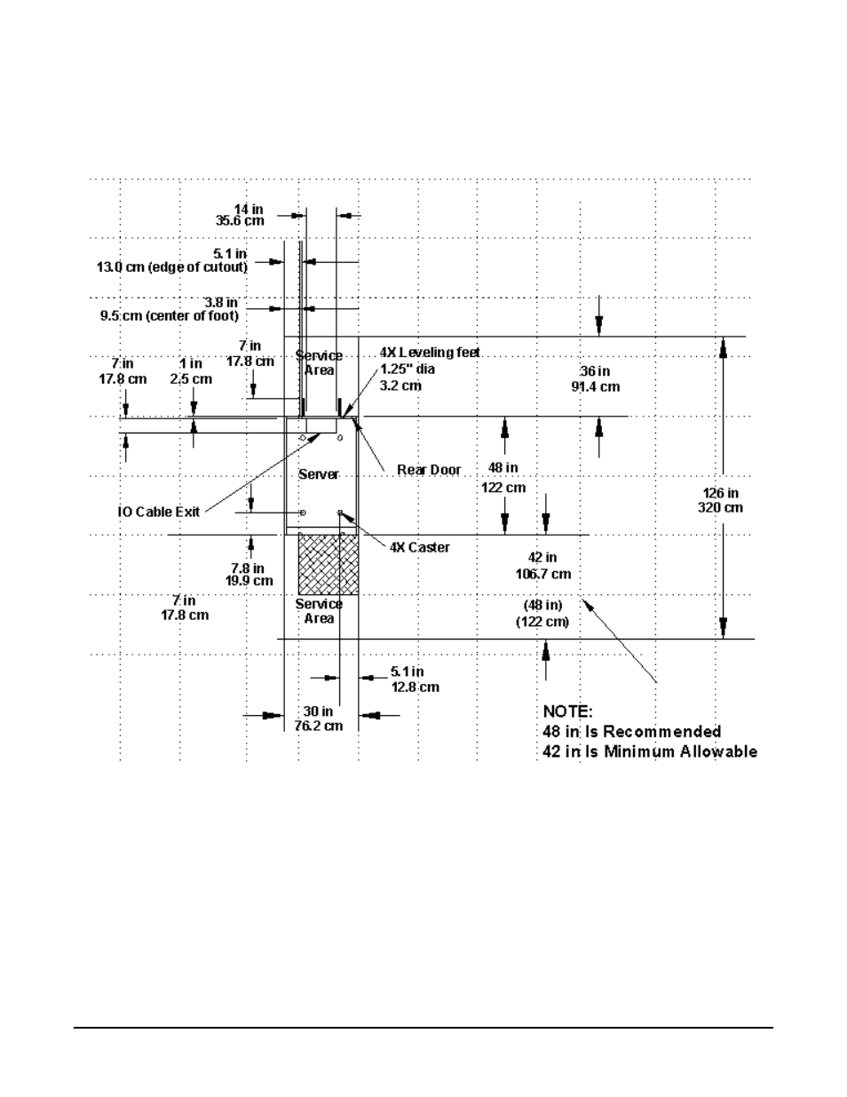 Figured1 cable cutouts and caster locations, Figure d-1. cable cutouts and caster locations | HP A9834-9001B User Manual | Page 229 / 247