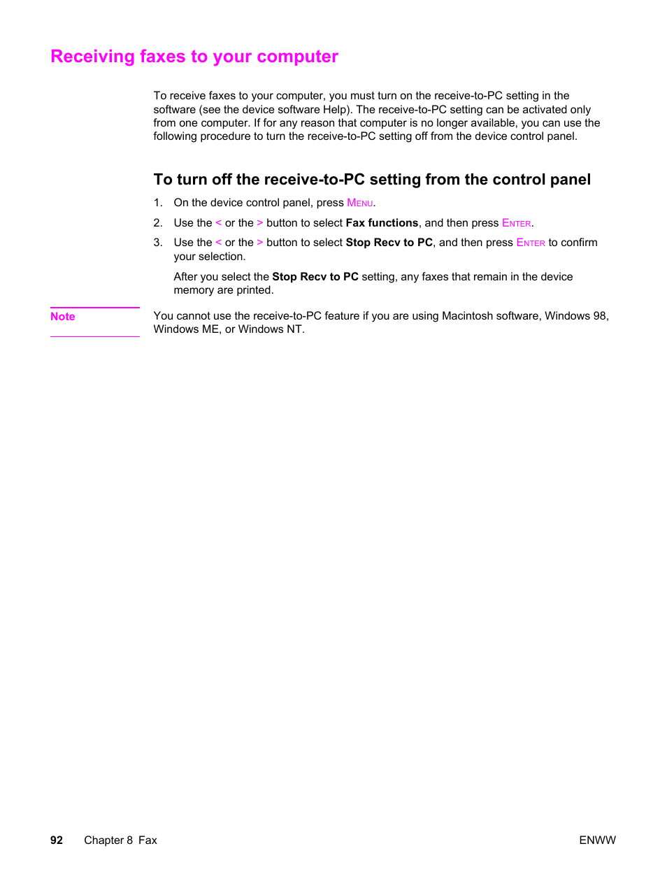 Receiving faxes to your computer | HP 2820 User Manual | Page 108 / 334