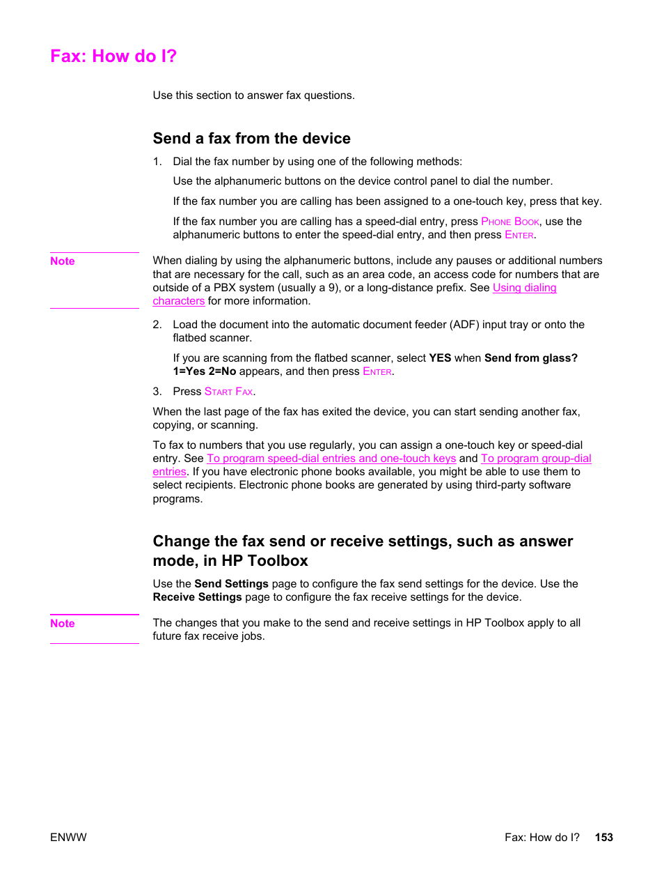 Fax: how do i, Send a fax from the device | HP 2820 User Manual | Page 169 / 334