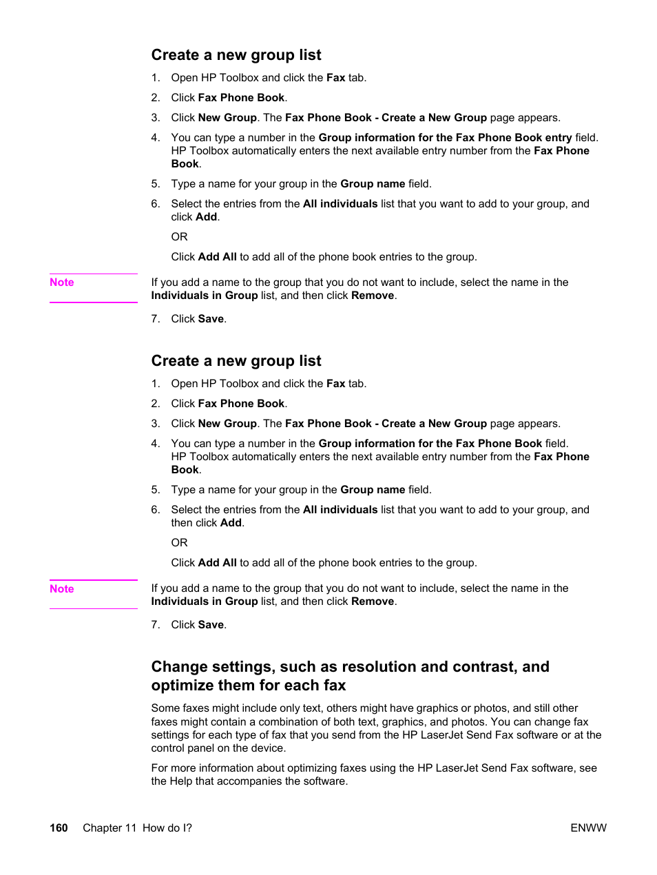 Create a new group list | HP 2820 User Manual | Page 176 / 334