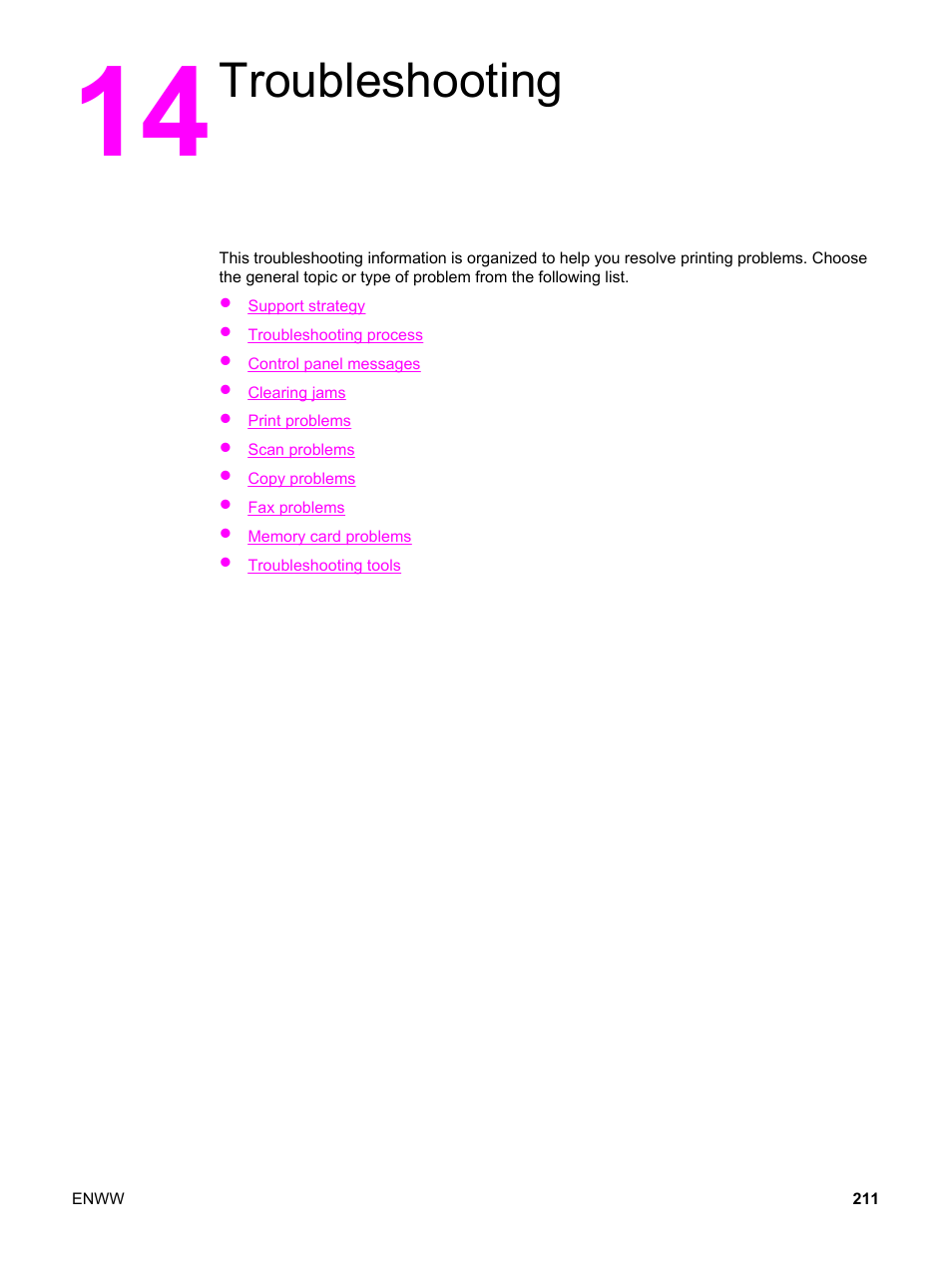 Troubleshooting, 14 troubleshooting | HP 2820 User Manual | Page 227 / 334