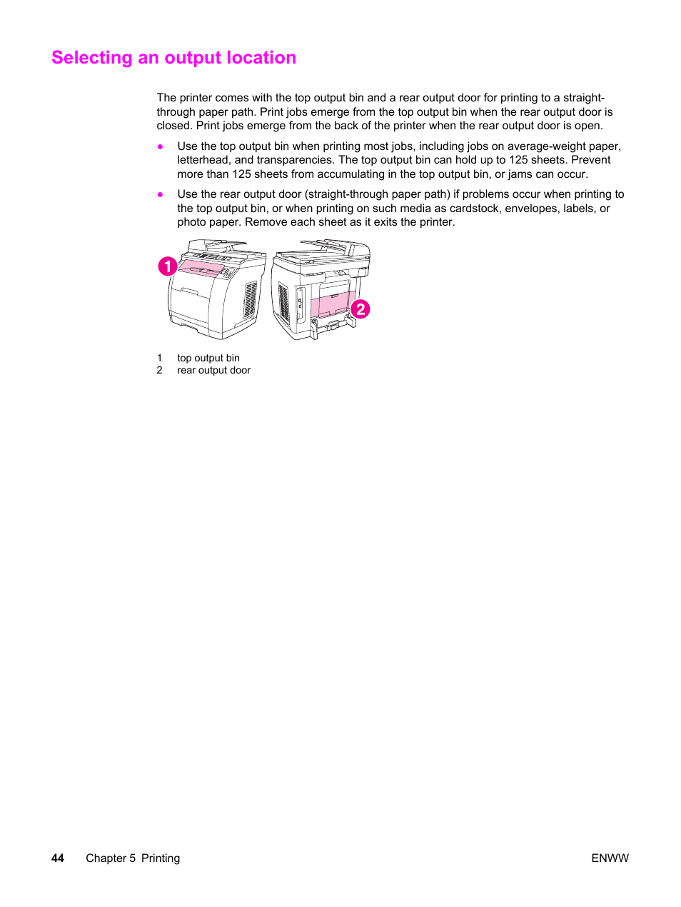 Selecting an output location | HP 2820 User Manual | Page 60 / 334