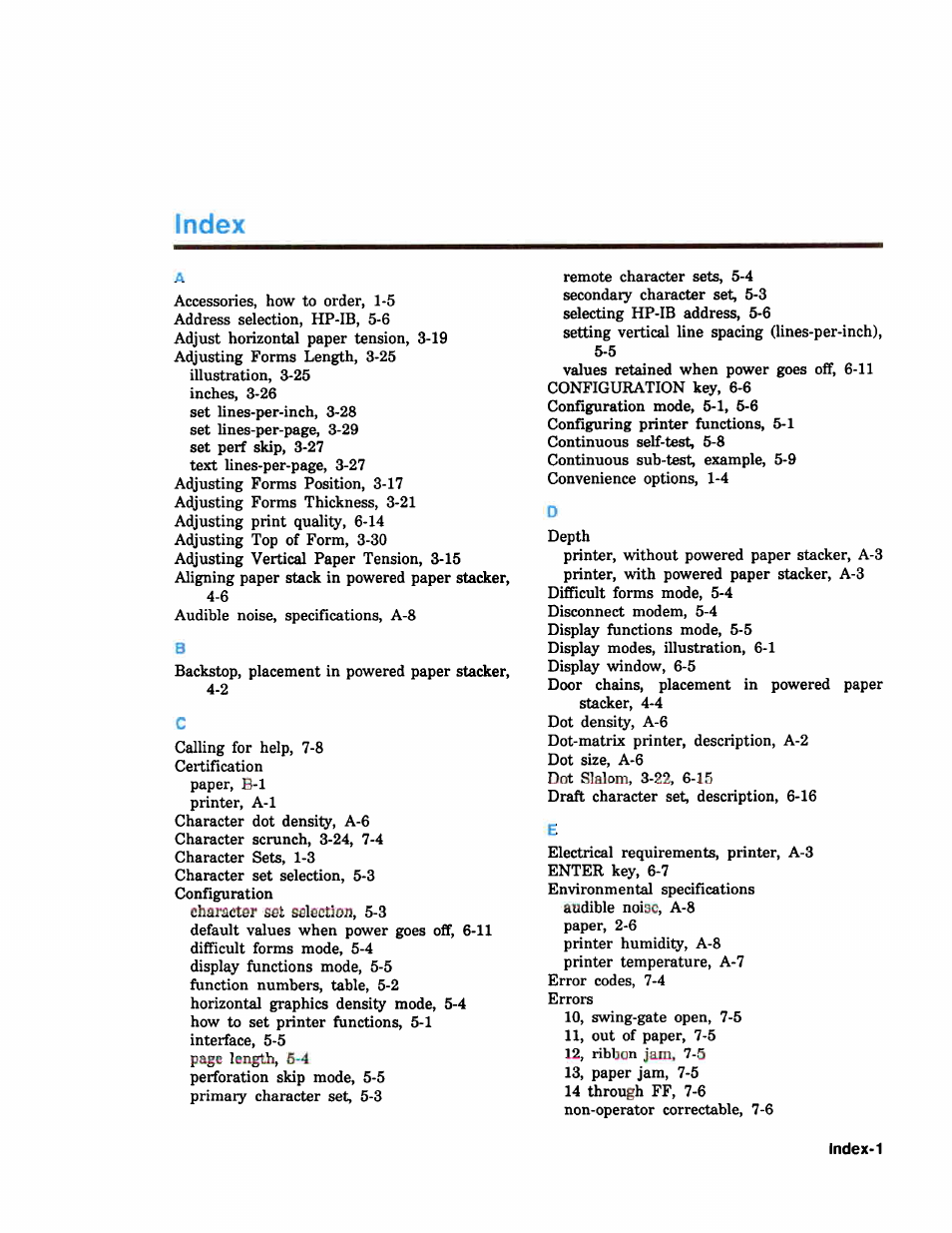 Index | HP 2566C User Manual | Page 116 / 122