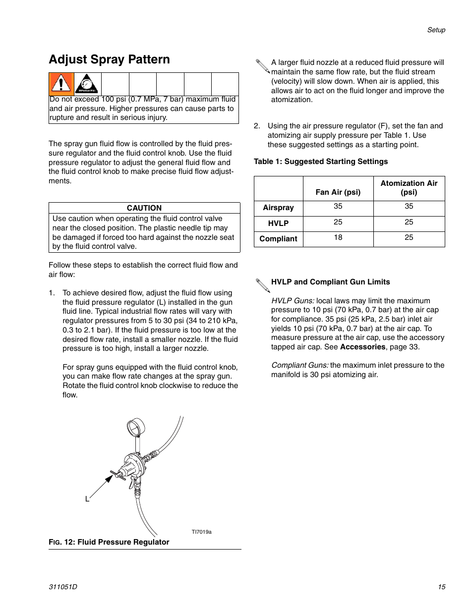 Adjust spray pattern | HP AUTOMATIC XT SPAY GUNS 311051D User Manual | Page 15 / 38