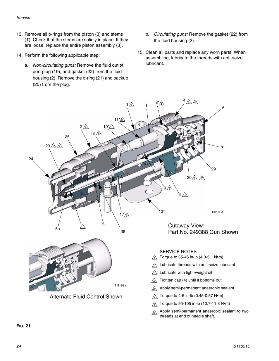 Alternate fluid control shown | HP AUTOMATIC XT SPAY GUNS 311051D User Manual | Page 24 / 38