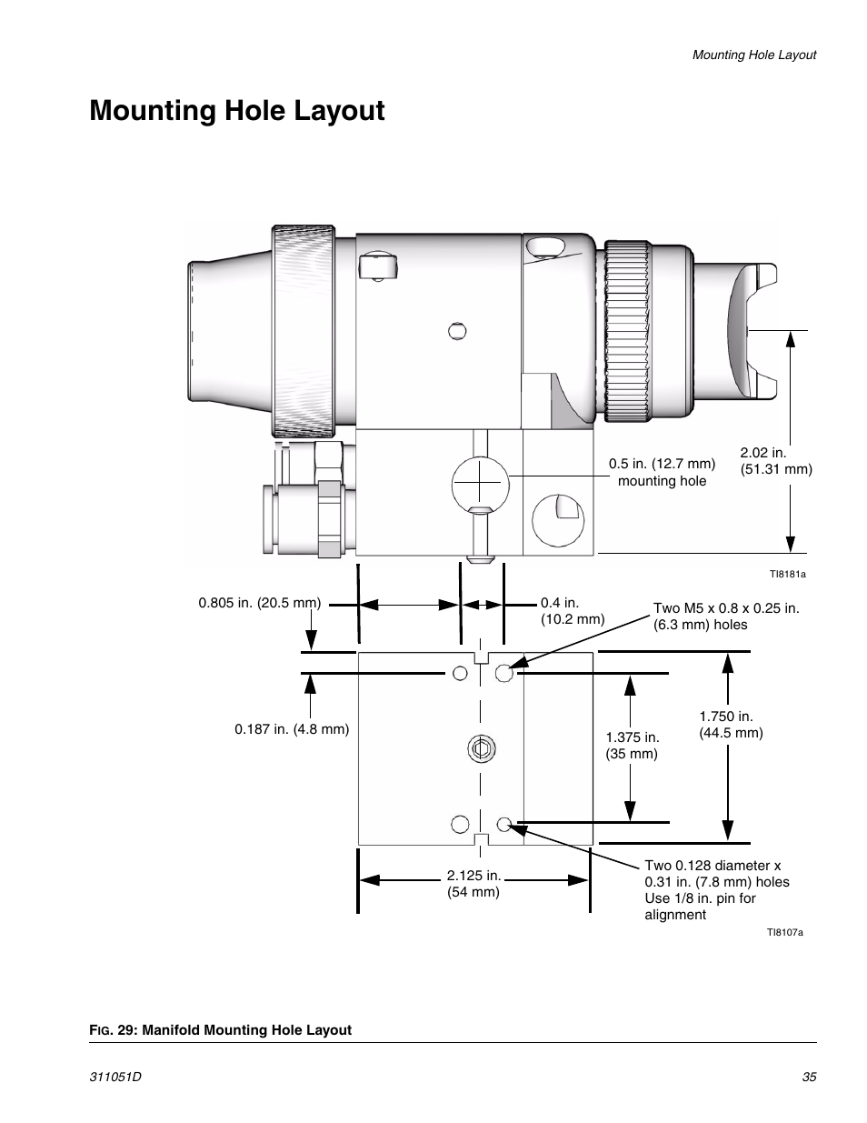 Mounting hole layout, Nd mounting hole layout, Ge 35 | HP AUTOMATIC XT SPAY GUNS 311051D User Manual | Page 35 / 38