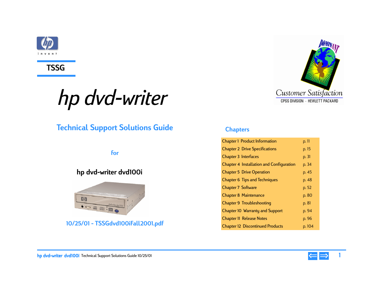 HP DVD100I User Manual | 104 pages