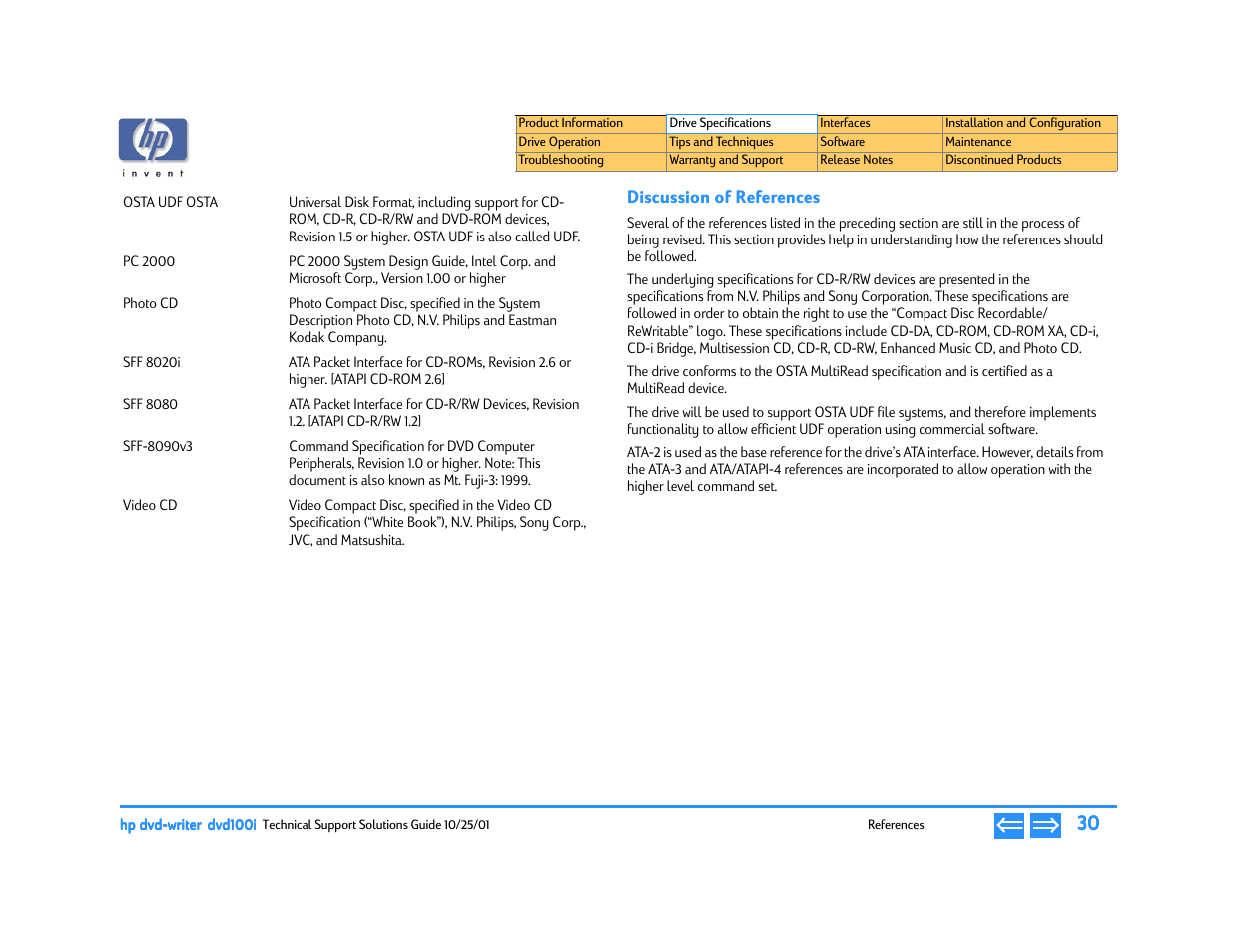 Discussion of references | HP DVD100I User Manual | Page 30 / 104