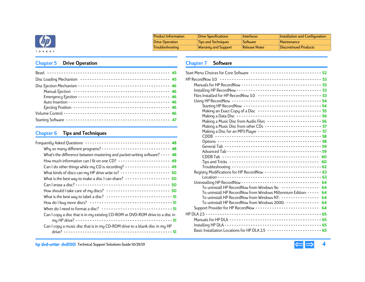 HP DVD100I User Manual | Page 4 / 104