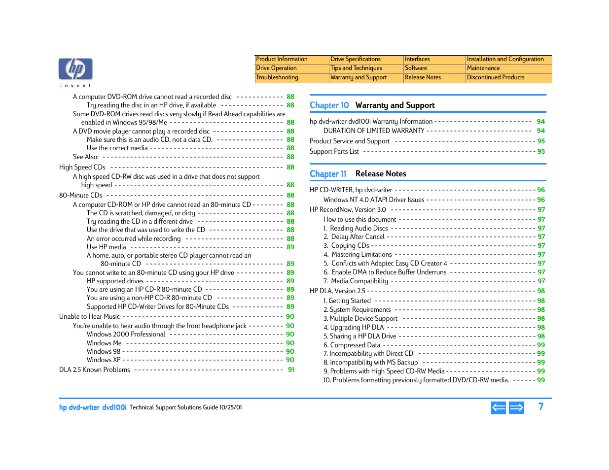 HP DVD100I User Manual | Page 7 / 104