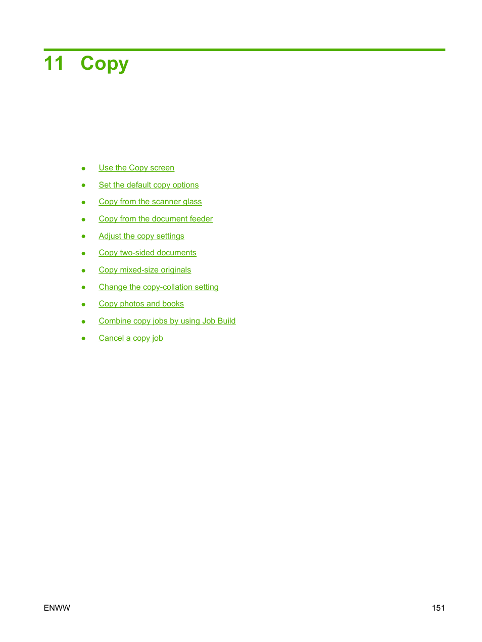 Copy, 11 copy | HP CM6049F MFP User Manual | Page 167 / 320