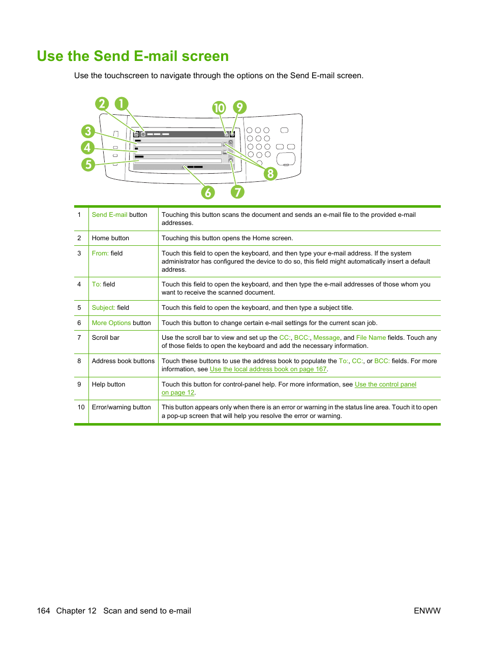 Use the send e-mail screen | HP CM6049F MFP User Manual | Page 180 / 320