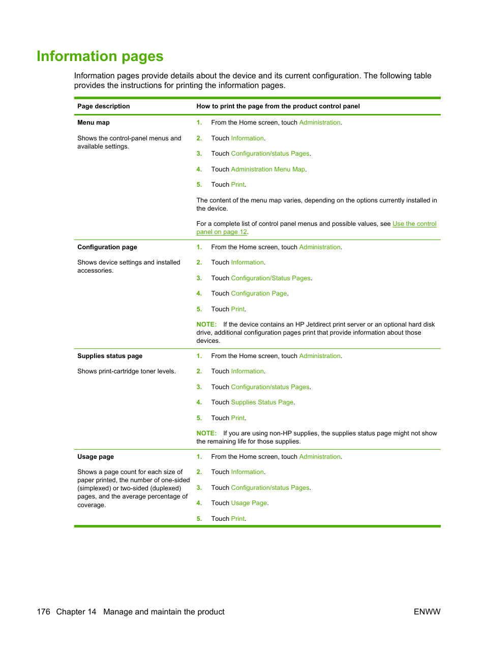 Information pages | HP CM6049F MFP User Manual | Page 192 / 320