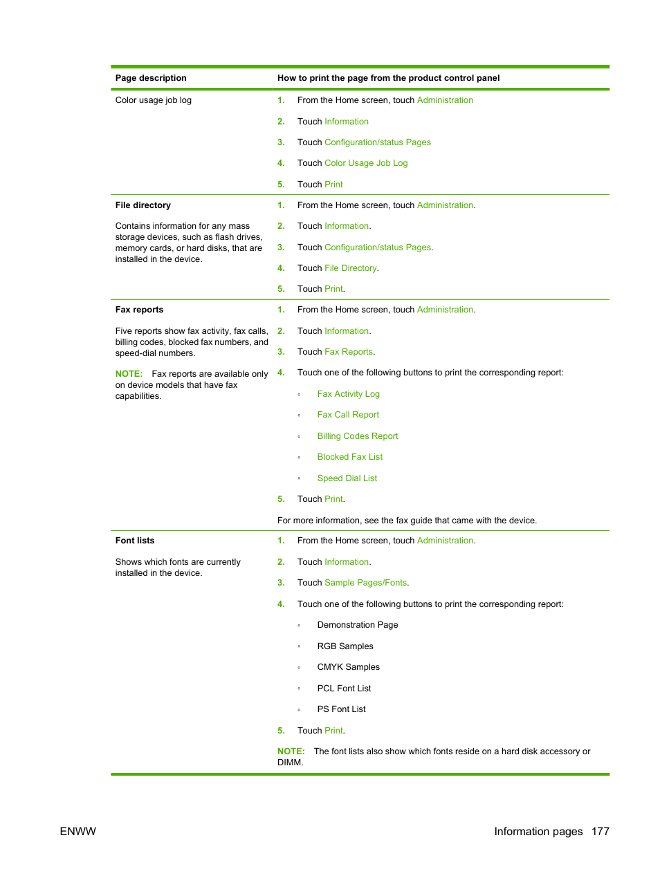 Enww information pages 177 | HP CM6049F MFP User Manual | Page 193 / 320