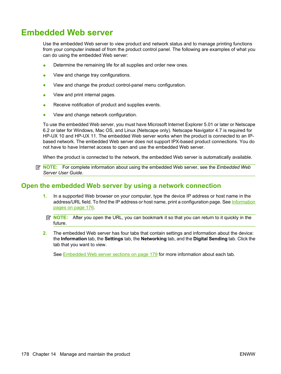Embedded web server | HP CM6049F MFP User Manual | Page 194 / 320