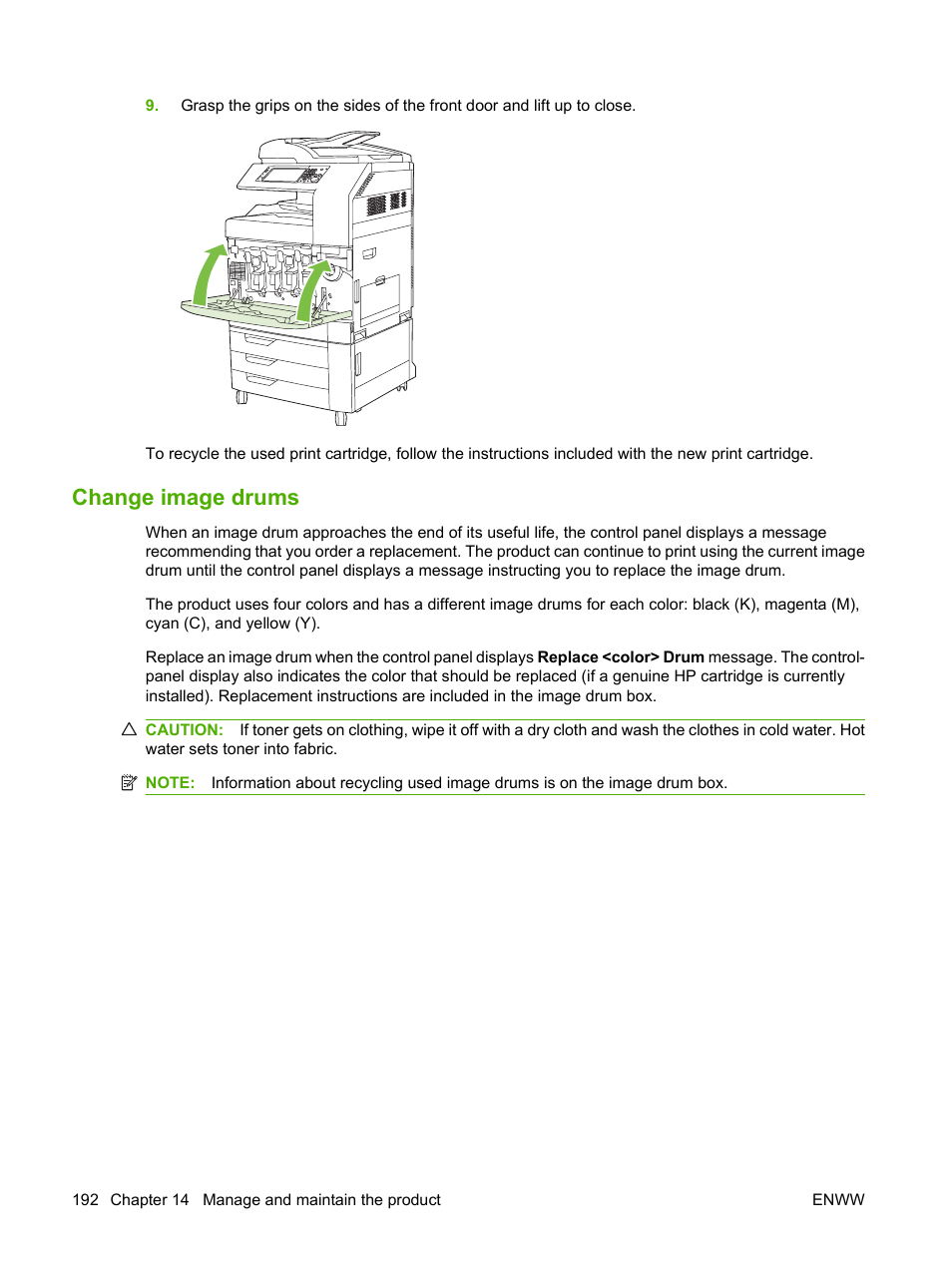 Change image drums | HP CM6049F MFP User Manual | Page 208 / 320
