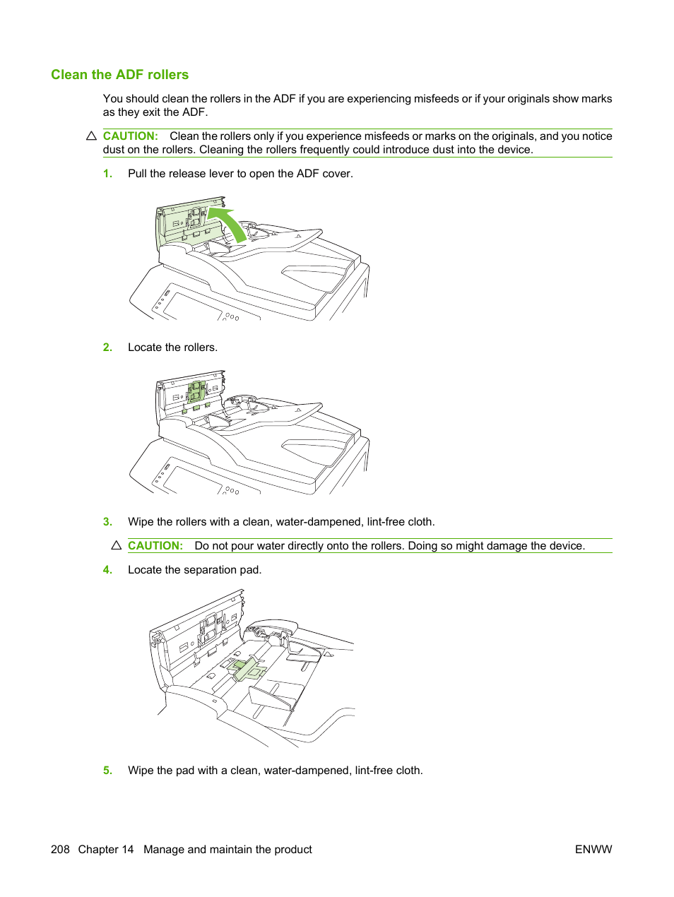 Clean the adf rollers | HP CM6049F MFP User Manual | Page 224 / 320