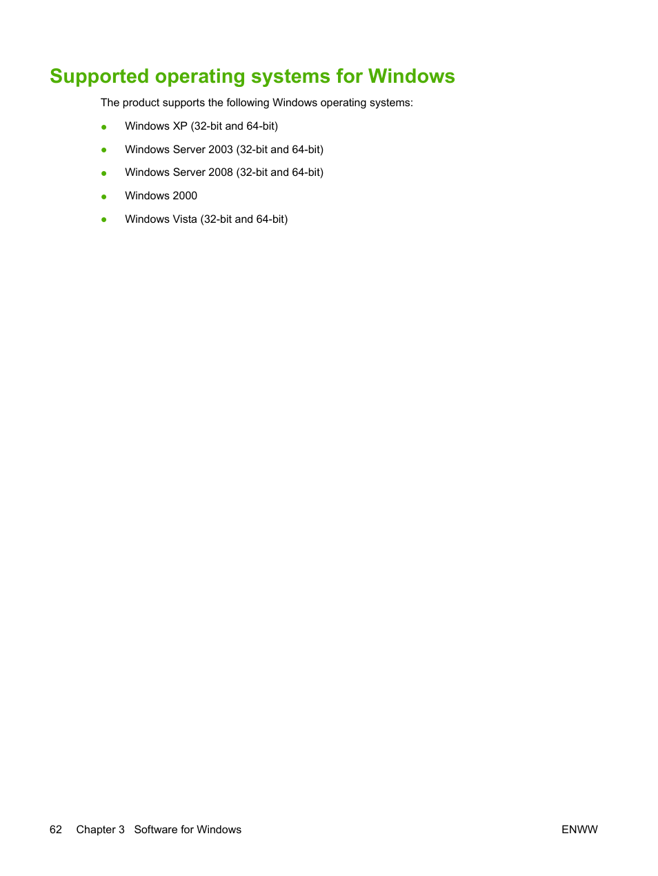 Supported operating systems for windows | HP CM6049F MFP User Manual | Page 78 / 320