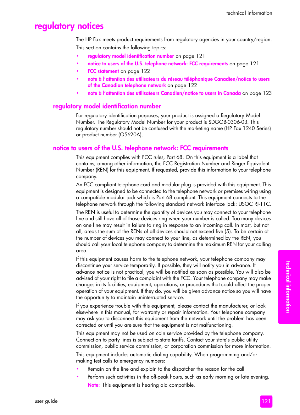 Regulatory notices, Regulatory model identification number | HP 1240 Series User Manual | Page 131 / 148