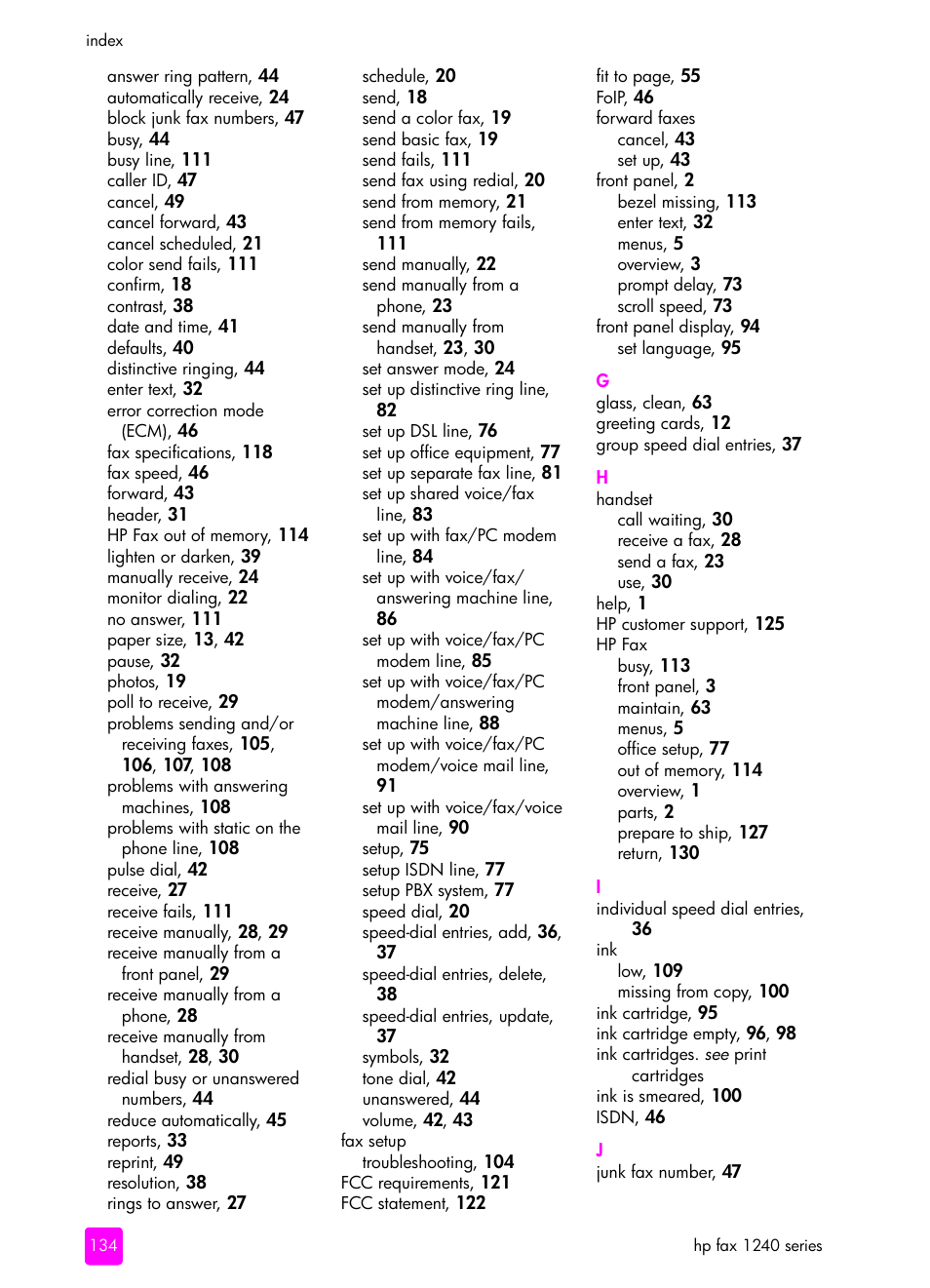 HP 1240 Series User Manual | Page 144 / 148