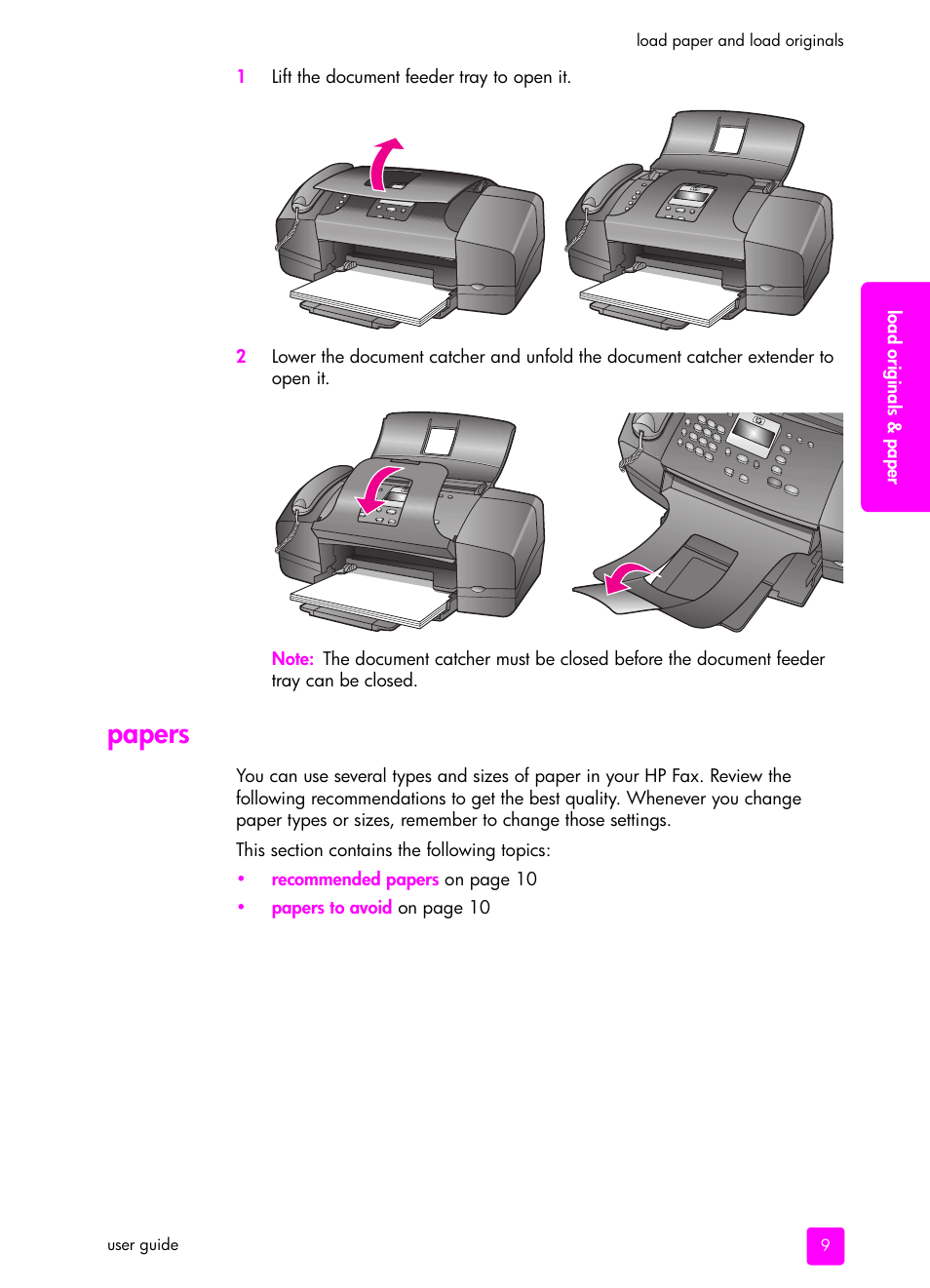 Papers | HP 1240 Series User Manual | Page 19 / 148