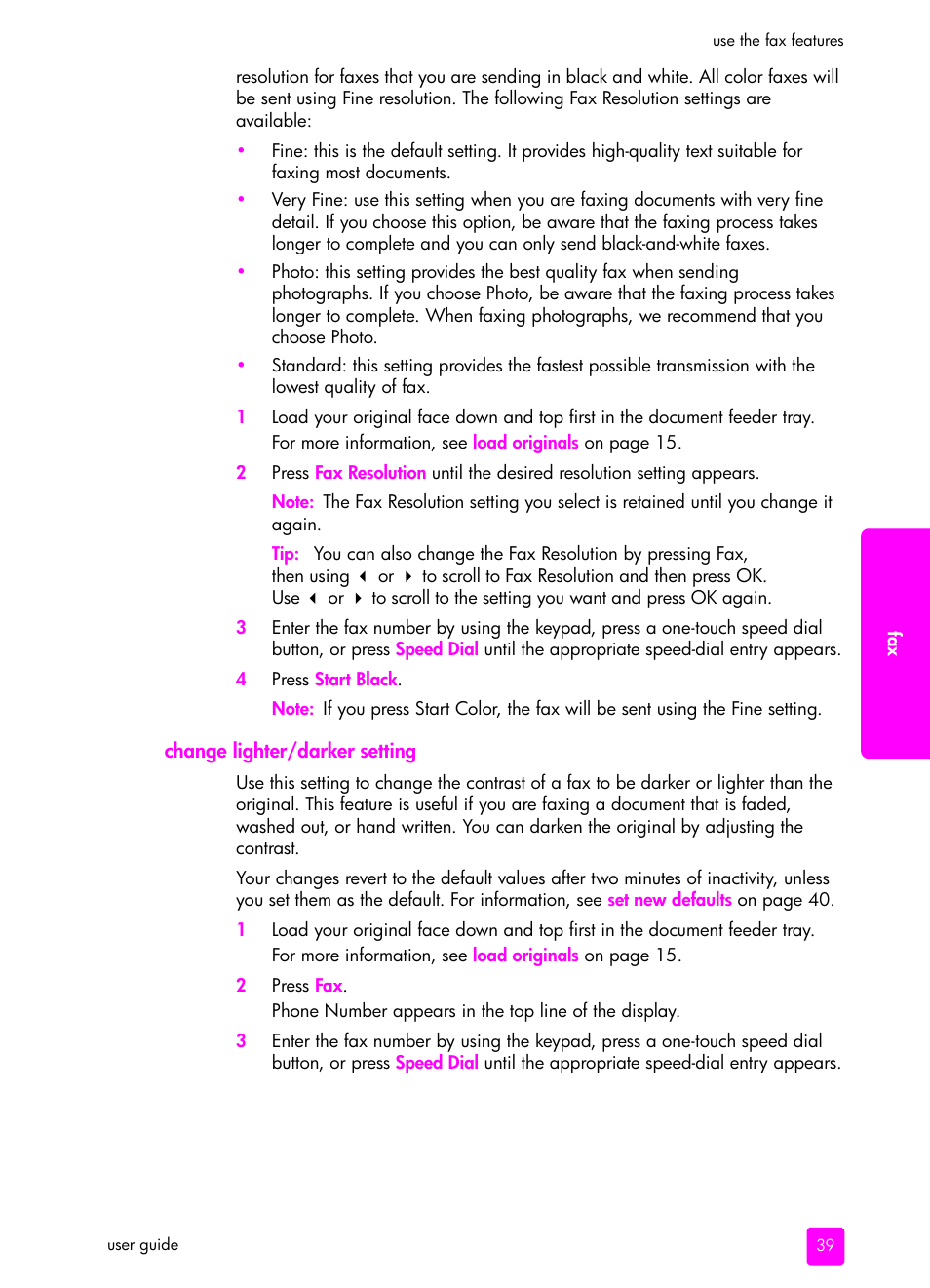Change lighter/darker setting | HP 1240 Series User Manual | Page 49 / 148