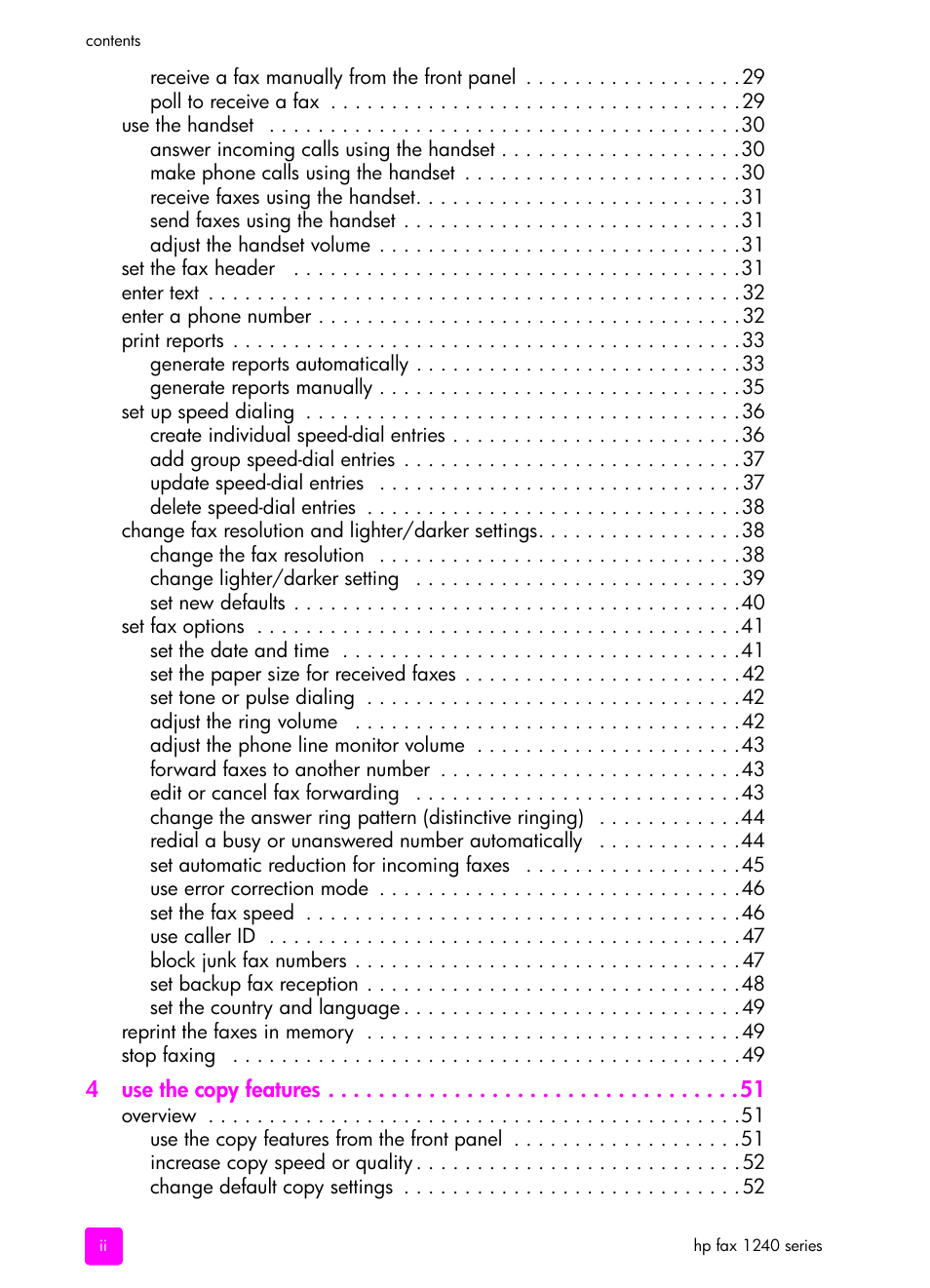 HP 1240 Series User Manual | Page 6 / 148