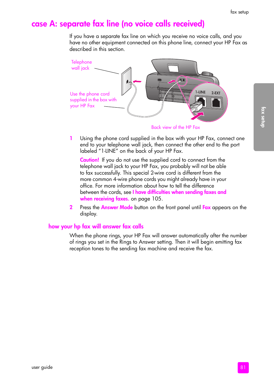 How your hp fax will answer fax calls | HP 1240 Series User Manual | Page 91 / 148