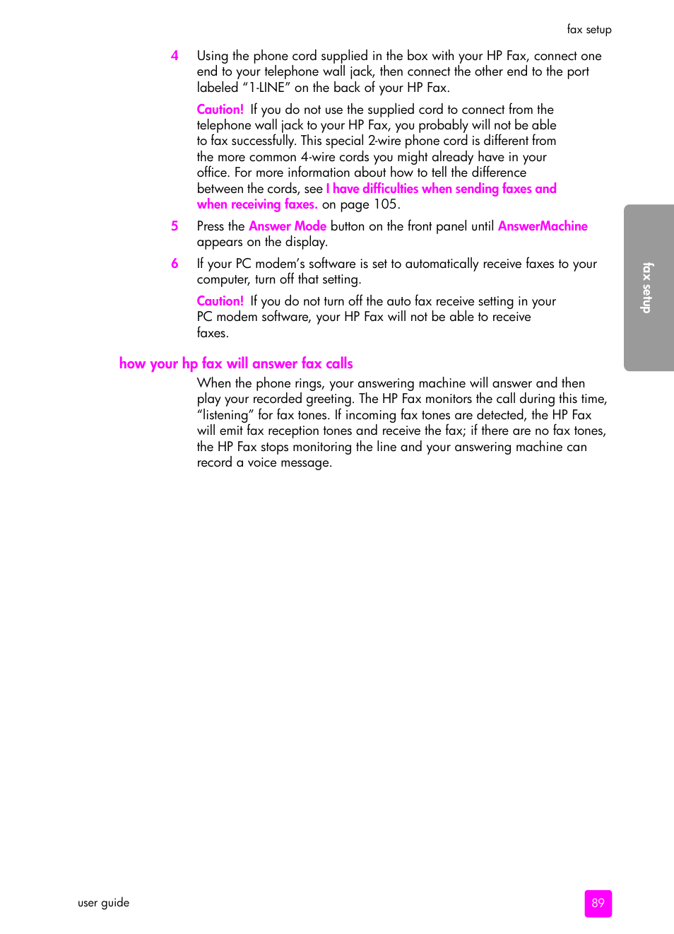 How your hp fax will answer fax calls | HP 1240 Series User Manual | Page 99 / 148