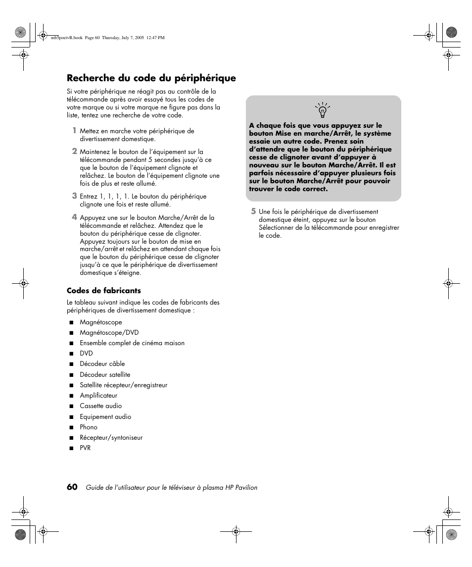 Recherche du code du périphérique | HP Pavilion PE4200N User Manual | Page 146 / 242